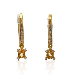 Boucles d'oreilles pendantes Fashion Star personnalisées, boucles d'oreilles en citrine et CZ, boucles d'oreilles en argent sterling 925 pour femmes, bijoux de déclaration - Product Image 2
