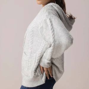 Sudadera de punto de algodón de Invierno para mujer OEM, Sudadera con capucha, prendas de vestir informales transpirables para mujer con logotipo frontal para niñas - Product Image 4