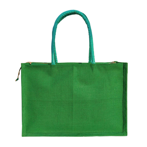 Sac à provisions en toile de jute teintée imprimée écologique et personnalisée avec poignée en sangle de coton - Product Image 4