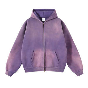 Fabricantes OEM de calidad de tendencia 100% algodón de peso pesado Streetwear Pullover Sun Faded con bolsillos de canguro Hombres Sudadera con capucha - Product Image 5