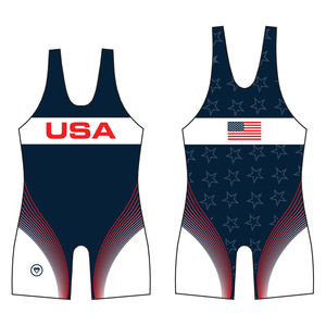 Outil de personnalisation de singulet de lutte à prix bon marché Concevez vos propres singlets extensibles légers et respirants à 4 voies - Product Image 1