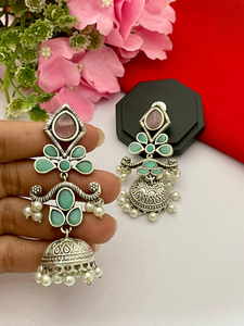 Pendientes de latón étnicos indios tradicionales de alta calidad para niñas y mujeres, ideales para ocasiones especiales, bodas, acabado Premium - Product Image 5