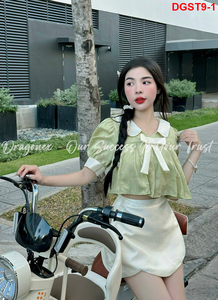 ชุดน่ารักพร้อมโบว์ขนาดใหญ่ตรงกลางแขนพองยาวและคอเสื้อบัวพร้อมกระโปรงผ้าไหมที่มีรอยขีดข่วนสวยงามโดดเด่นกว่าใคร - Product Image 2