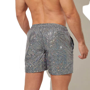 Pantalones Cortos de Playa para Hombre, Estampado Metálico Brillante, Corte Holgado, 100% Algodón, Cintura Elástica, Pantalones Deportivos Casuales, Secado Rápido, Transpirables, para Verano - Product Image 2