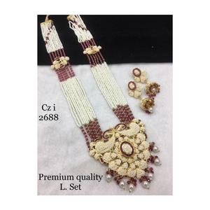 Beautiful Kundan <b>Moissanite</b> <b>Necklace</b> Set with Earrings Designed for Weddings Bridal Attire and Glamorous Party Wear - Product Image 1