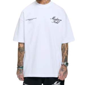 Time Flies camiseta de gran tamaño blanco 300 GSM algodón peso medio Jersey ajuste relajado Boxy hombro caído cuello acanalado ropa de calle de lujo - Product Image 6