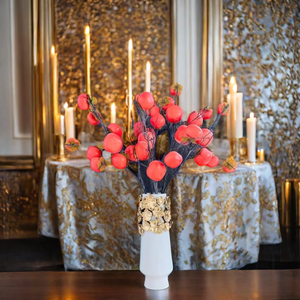 Jarrón de porcelana de escritorio de flores de moda de estilo europeo, decoración del hogar, jarrones de cerámica blanca con pétalo dorado - Product Image 6