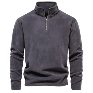 Sweat à capuche décontracté pour hommes de haute qualité haut à col zippé chaud avec fonction anti-rides conception en polyester solide conception chaude - Product Image 2
