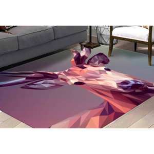 Tapis Polygon Deer : imprimé animal abstrait, lavable en machine, tapis doux non tissé - Product Image 5