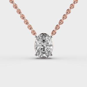 จี้เพชรทรงรีแบบโซลิแทร์ในทองคำ 14K สีเหลือง / สีขาว และสีโรสโกลด์ - Product Image 5