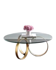 Table basse en verre fumé et doré rose Table basse en verre trempé de luxe Mobilier de maison et de salon professionnel - Product Image 1