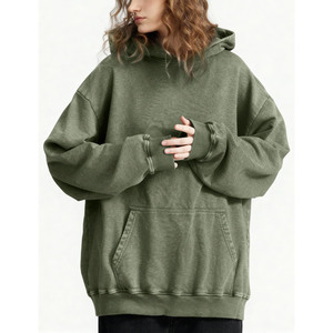 Streetwear Design personnalisé en détresse broderie Patch pull surdimensionné hommes sweats à capuche français éponge strass Baggy sweats à capuche hommes - Product Image 4