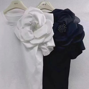 Camiseta de Verano Nueva, de Color Sólido, a la Moda, de Media Manga, Cuello Redondo, Unisex, Estilo Urbano, Informal, Holgada, con Logotipo Personalizado en la Parte Delantera, Tejida, Ecológica - Product Image 6