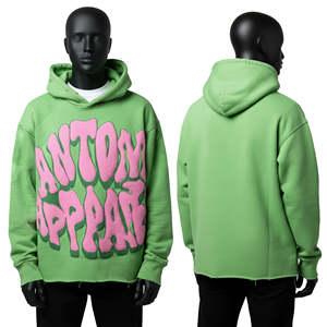 เสื้อสเวตเชิ้ตแบบมีฮู้ดสำหรับผู้ชาย ผ้าถักโครเชต์ 400gsm บุซับในหนา ผ้าฝ้าย 100% ทรงโอเวอร์ไซส์ ลายตัวอักษร แบบสั่งทำพิเศษ - Product Image 4