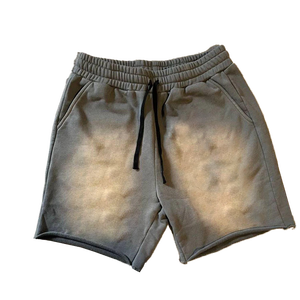 เสื้อสเวตเตอร์แขนสั้นผ้าคอตตอนผ้าเกล็ดปลาแบบสั้นสำหรับผู้ชายผ้าระบายเหงื่อผ้าคอตตอนซีดแดดสไตล์วินเทจผ้าซักกรด - Product Image 3