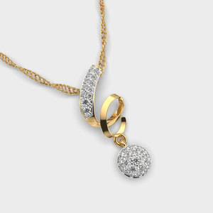 18K Yellow <b>Gold</b> Swirl Diamond <b>Pendant</b> Necklace for Women Pave Round Lab Grown Diamond <b>Pendant</b> - Product Image 1