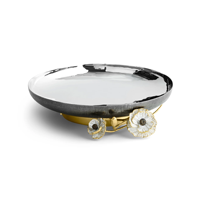 Plat en aluminium à pied moyen Tulip, élégant, solide, classique, plat de service avec base sur pied pour accessoires de mariage et décoration intérieure