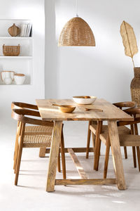 Haute qualité Royal luxe moderne en bois sculpté à la main salle à manger chaise ensemble artistique teck acajou Suar bois rotin salon hôtel - Product Image 2