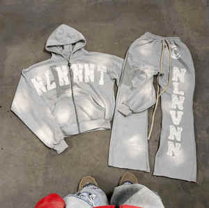 Survêtement vintage personnalisé imprimé style urbain, délavé à l'acide, respirant, coupe régulière, avec appliques et cordon de serrage - Product Image 4