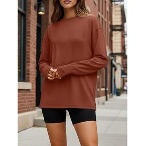 New Arrival Luxury Long Sleeve Round Neck Shoulder Slope Solid Comfortable Oversized <b>Women's</b> Cotton Sweatshirt From Bangladesh - Product Image 2
