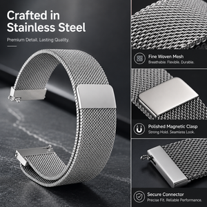 Bracelet de remplacement magnétique en maille respirante en acier inoxydable pour montre connectée <span class=keywords><strong>Garmin</strong></span> Vivoactive 5 <span class=keywords><strong>Venu</strong></span> 2 Plus - Product Image 4