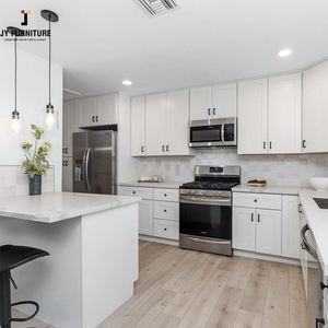 JY Project Customized Hot Selling <b>White</b> Shaker Kitchen Cabinet MDF Carcass Modern Modular Luxury Wood Storage Cabinet Sink Hinge - Product Image 6