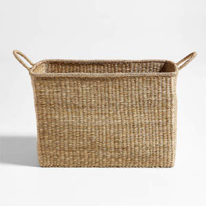 MEILLEURE VENTE 2025! Panier de rangement en jonc de mer de nombreuses tailles avec double poignée, panier rectangulaire pour la maison, l'hôtel, les villas - Product Image 4