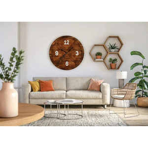 Handmade <b>Modern</b> Style <b>Wall</b> <b>Clock</b> Ready to Ship Quartz Single Face with Wooden Frame for Living Room by Indian Exporters - Product Image 1