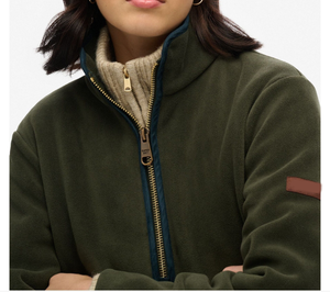 Sweat-shirt pour femme à manches tombantes longues, en molleton épais, col montant zippé, impression de logo personnalisée, demi-zip en tissu - Product Image 5