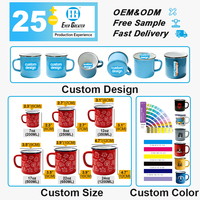 Mug en émail gravé au laser, cadeau d'entreprise de luxe, logo personnalisé, promotionnel, pour les repas en plein air
