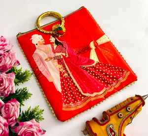 Cadeaux de mariage Haldi Mehendi faveurs mariée marié sacs-cadeaux pour les invités pochettes à fermeture éclair traditionnelles indiennes avec poignée de bracelet 9 pouces - Product Image 1