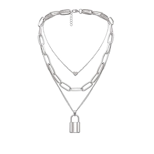 Collares de moda con colgante de candado, collares en capas con candado, collar con candado - Product Image 3