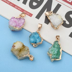 Pandahall 10 Mảnh Đá <span class=keywords><strong>Druzy</strong></span> Tôn Tạo Màu Sắc, Hỗn Hợp Màu Sắc, Mặt Dây Chuyền Mã Não <span class=keywords><strong>Druzy</strong></span> Tự Nhiên - Product Image 6