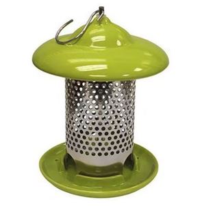 Mangeoire à oiseaux en fer suspendu graines lanterne forme maison et bain pour oiseaux attirant vert et noir couleur jardin extérieur personnalisé - Product Image 3