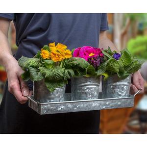 Lot de 3 jardinières de rangement en métal galvanisé cuivre antique avec plateau pour jardinières d'herbes de plantation de pépinière de cuisine à domicile - Product Image 5