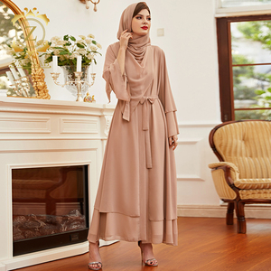 Nouvelles arrivées 2024 Abaya modeste ouverte sur le devant, robe de bal confortable à prix économique, silhouette avec taille naturelle - Product Image 1