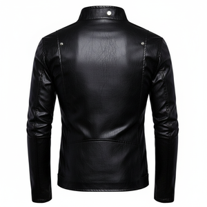 Ready Ship Veste d'hiver à capuche en cuir de mouton véritable pour motard anti-UV avec col mandarin pour hommes - Product Image 3
