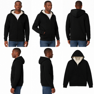 Sweat à capuche zippé pour homme 100% respirant, nouvelle arrivée, uni, teinture unie / Sweat à capuche zippé pour homme à motif personnalisé, prix le plus bas, vente en gros - Product Image 3