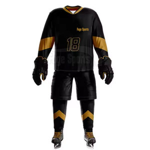 Conjuntos de uniformes de hockey sobre hielo a precio de fábrica más vendidos suave al tacto a granel 100% poliéster transpirable y de secado rápido personalizable para hombres - Product Image 1