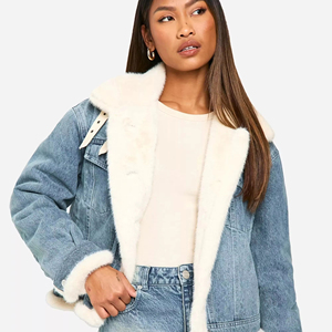 Chaqueta de Mezclilla para Mujer, Servicio OEM, Tela de Lona Lavada, Cierre de Cremallera, Mangas Largas, Personalizada, Invierno - Product Image 1
