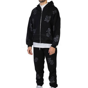 Meilleur modèle Survêtement respirant en strass pour hommes Bon marché Top tendance Survêtement en strass OEM entièrement personnalisé - Product Image 6