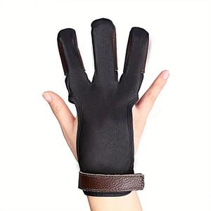 Premium 3-Finger Archery <b>Gloves</b> Soft Suede Leather Cowhide Adjustable Finger Guard for <b>Hunting</b> Target <b>Shooting</b> - Product Image 1