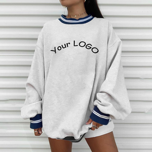 Sudaderas personalizadas de cuello redondo de lana de algodón de 360g de peso pesado para mujer sudadera sólida y bordada para mujer - Product Image 1