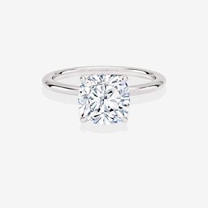 Anillo de compromiso Petite Solitaire con diamante de corte cojín cultivado en laboratorio, anillo de oro de 14k - Product Image 3