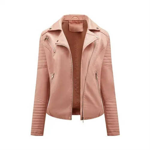 Chaqueta de motorista de mujer personalizable piel de oveja de manga larga chaqueta de piel de vaca de moda para mujer - Product Image 2