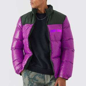 Veste matelassée zippée personnalisée légère et longue pour homme, chaude, à col montant, avec logo sur le devant, rembourrage en coton - Product Image 4