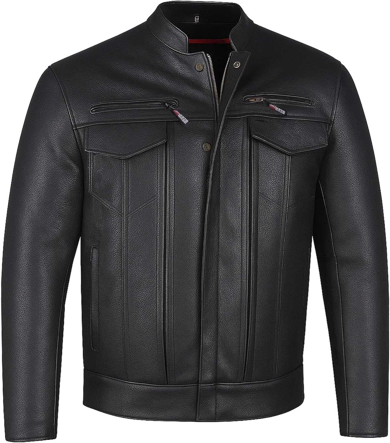 Verified Supplier Buffalo Leather Jackets Ribbed Striped Waist