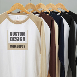 STREETLAB Custom Colorblock Raglan Long Sleeve T-Shirt 250g Cotton O-Neck Men's Plain Wholesale Bulk Supply - Product Image 1