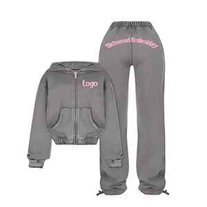 Chándales personalizados Conjuntos casuales Zip up Sudaderas con capucha y pantalones de chándal Conjunto Gimnasio Entrenamiento Trajes de chándal - Product Image 1