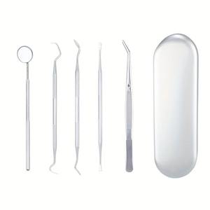 ชุดทำความสะอาดฟันสัตว์เลี้ยงสำหรับผู้ใหญ่ 5 ชิ้น คุณภาพสูง ผลิตจากสแตนเลส พกพาสะดวก ได้รับการรับรองมาตรฐาน CE ด้ามจับออกแบบตามหลักสรีรศาสตร์ ปรับได้ 3 ระดับ กันน้ำ - Product Image 3